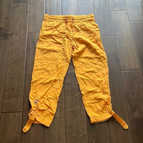 Jules & Leopold casual orange linen capris, 55% linen 45% rayon - Picture 1 of 6